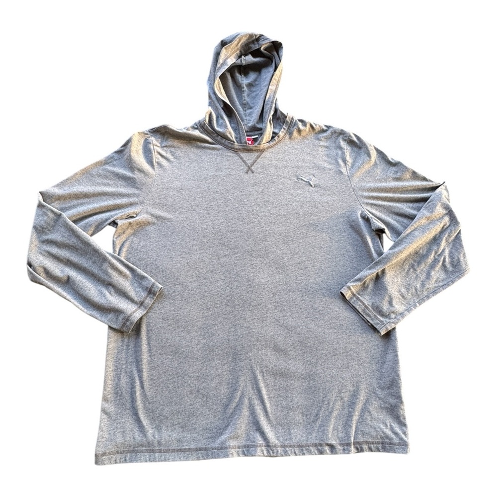 PUMA Men’s Lightweight Stretch Performance Hoodie Hooded Shirt Gray Size…